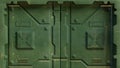 Military green sci fi door of spacecraft installations and futuristic scientific research centers, isolated