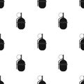 Military grenade icon in black style isolated on white background. Military and army pattern stock vector illustration Royalty Free Stock Photo