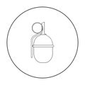 Military grenade icon in outline style isolated on white background. Military and army symbol stock vector illustration Royalty Free Stock Photo