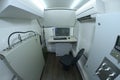 Military ground mobile radar operator compartment, workplace, control panel working