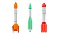 Military Guided Missiles of Different Color and Shape Vector Set