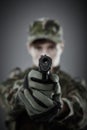 Military guy shooting Royalty Free Stock Photo