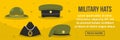 Military hats banner horizontal concept