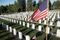 Military Headstones Decorated with Flags for Memorial Day Royalty Free Stock Photo