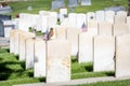 Military Headstones and Gravestones Decorated With Flags for Memorial Day Royalty Free Stock Photo