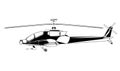 Military helicopter abstract. Boeing AH-64 Apache. Doodle side view