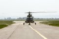 Military helicopter at the airport Royalty Free Stock Photo