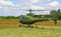 Military helicopter at the airport in summer Royalty Free Stock Photo