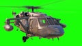 Military Helicopter Black Hawk uh-60 Close up Green Screen 3D Rendering Animation