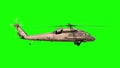 Military Helicopter Black Hawk uh-60 Side Green Screen 3D Rendering Animation