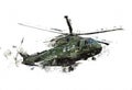 Military helicopter drawing illustration art vintage Royalty Free Stock Photo