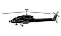 Military helicopter fill color. Boeing AH-64 Apache. Doodle side view Royalty Free Stock Photo