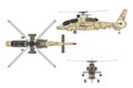 Military helicopter in flat style. Royalty Free Stock Photo