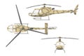 Military helicopter in flat style on white background. Royalty Free Stock Photo