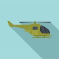 Military helicopter icon, flat style Royalty Free Stock Photo