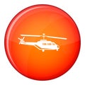 Military helicopter icon, flat style Royalty Free Stock Photo