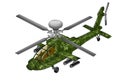 Military helicopter illustration in various colors created using hand-drawn art techniques protected on a white background 2 Royalty Free Stock Photo