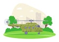 military helicopter landing on the ground. aircraft landing. Royalty Free Stock Photo