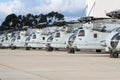 Military Helicopter line-up Royalty Free Stock Photo