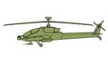 Military helicopter outline. Boeing AH-64 Apache. Doodle side view