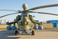 Military helicopter parked at the base airport Royalty Free Stock Photo