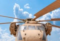 Military helicopter rotor with blue sky background Royalty Free Stock Photo