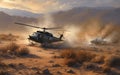 Military helicopters in the desert, Generative AI