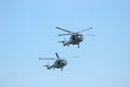 Military Helicopters in flight