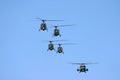 Military helicopters in formation Royalty Free Stock Photo