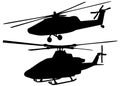 Military helicopters in a set.