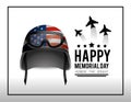 Military helmet and airplanes to memorial day