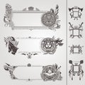 Military heraldic banners with weapon and lions Royalty Free Stock Photo