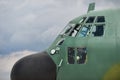 Military Hercules airplane on the runway Royalty Free Stock Photo