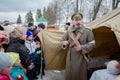 Military-historical reconstruction of fights of times of the First World war, Borodino, on 13 March 2016 Royalty Free Stock Photo