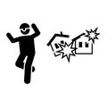 Military, home, soldiers, bomb, wounded pictogram icon