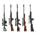 Military and hunting weapon set, rifle guns Royalty Free Stock Photo