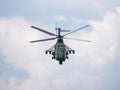 Military IAR-330 Puma Socat helicopter performing a demonstration flight Royalty Free Stock Photo