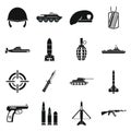 Military icons set, simple style Royalty Free Stock Photo