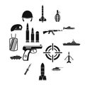 Military icons set, simple style Royalty Free Stock Photo