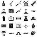 Military icons set, simple style Royalty Free Stock Photo