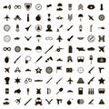 100 military icons set, simple style Royalty Free Stock Photo