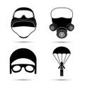 Military Icons. Vector set isolated on white. Royalty Free Stock Photo