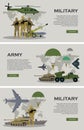 Military Infographic Banner with World Map. Vector