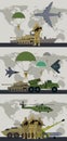 Military Infographic Banner with World Map. Vector