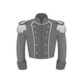 Military jacket of guards icon, monochrome style