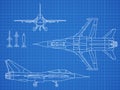 Military Jet Aircraft Drawing Vector Blueprint Design