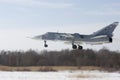 Military jet bomber Su-24 Fencer flying Royalty Free Stock Photo