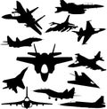Military jet-fighter silhouettes Royalty Free Stock Photo