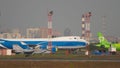 Military jet fighter on taxiway