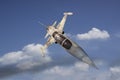 Military jet plane flying over white cloud Royalty Free Stock Photo